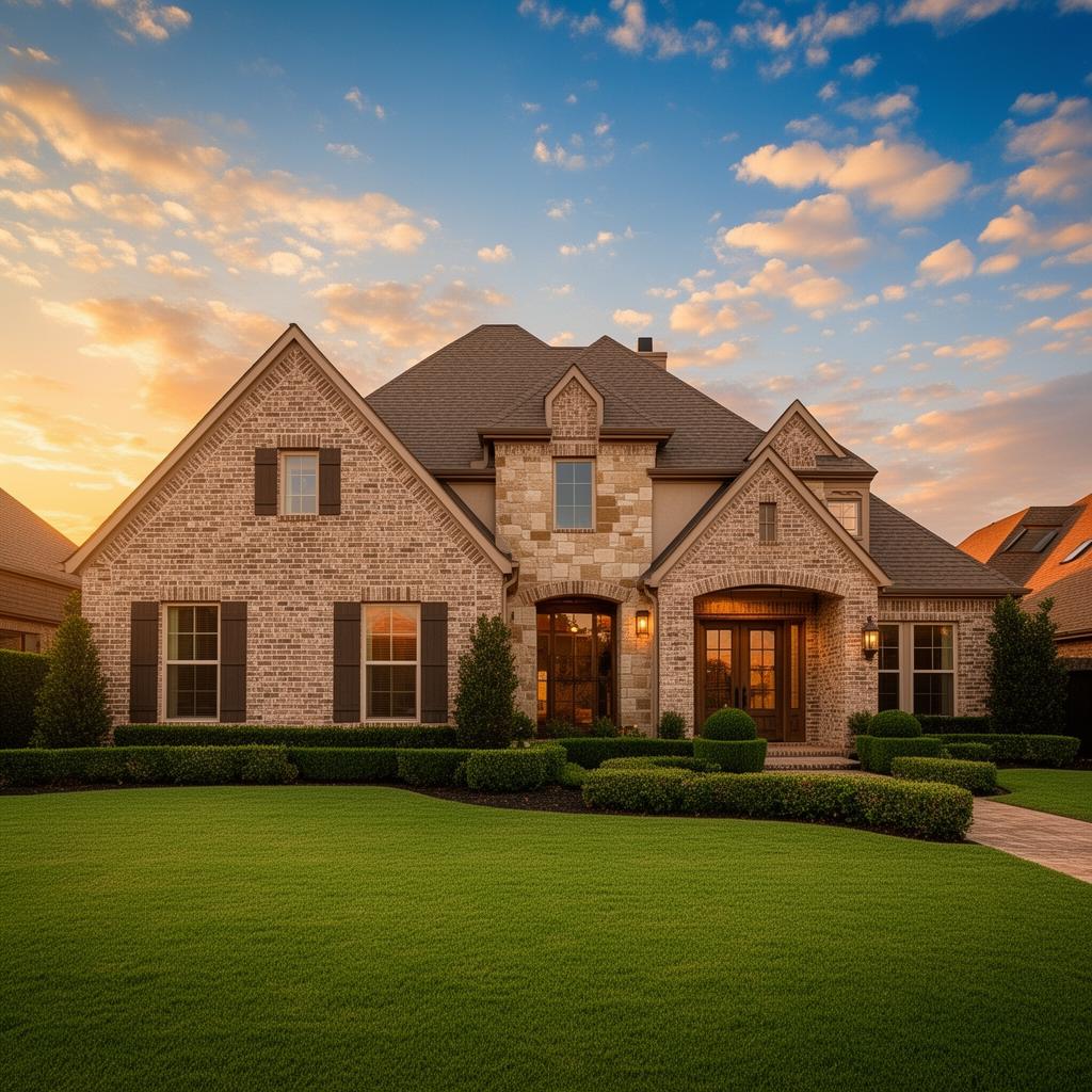 A beautiful Dallas-area home at golden hour